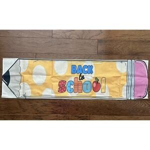 Yellow Pencil Table Runner Back to School Runner White Dots Pencils 13”x 48”‎